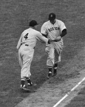 Cronin congratulates Rudy York.